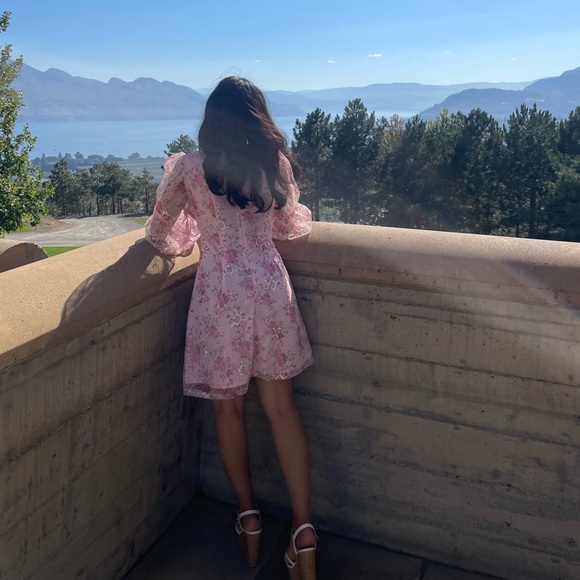 Pink floral embroidered dress - Picture 3 of 8